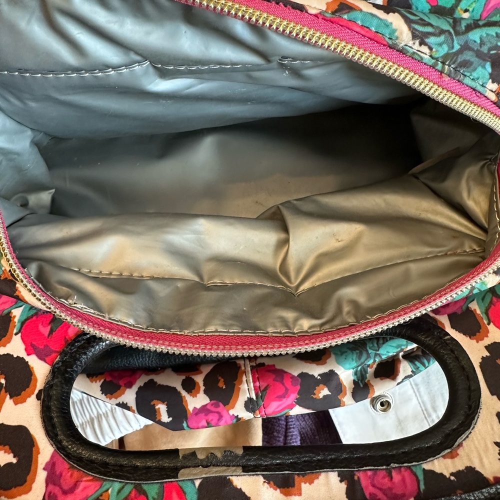 Betsey Johnson Pink and Green Floral Leopard Crossbody Lunch Bag (Read Desc) - Picture 3 of 8